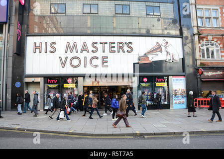 Seine Meister Voice (HMV) Flaggschiff Record store, 363 Oxford Street, London, UK Stockfoto