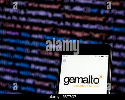 Gemalto-software Firmenlogo auf dem Smartphone angezeigt. Stockfoto