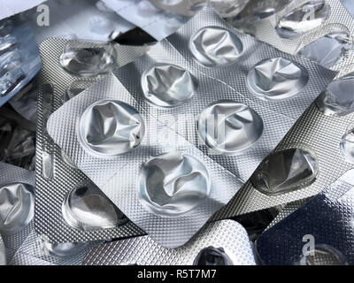 leeren Blister-Packungen mit Tabletten Stockfoto