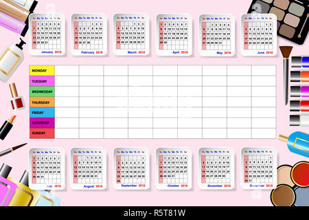 Kalender für Beauty Salon Stockfoto