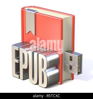 Symbol Metall EPUB eBook Red book USB 3D Stockfoto