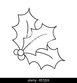 Holly Berry Silhouette, Weihnachten Blätter und Früchte Symbol, Symbol, Design. Winter Vector Illustration auf weißem Hintergrund. Stockfoto