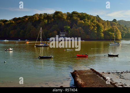 Greenway Quay, über den Fluss Dart in Dittisham gesehen. Stockfoto