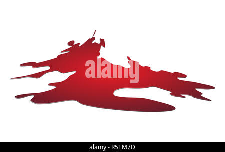 Blut Pfütze, rote Tropfen, blots, Beize, Plash od Blut. Vector Illustration auf weißem Hintergrund. Stockfoto