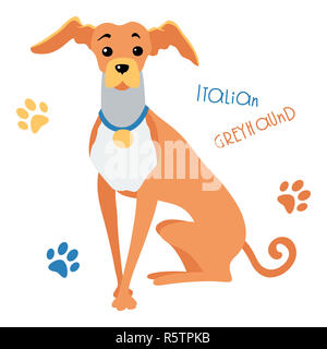 Vector Skizze lustige italienisches Windspiel Hundesitting Stockfoto