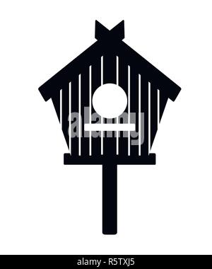 Schwarze Silhouette. Holz- Bird House. Nistkasten. Flache Vector Illustration auf weißem Hintergrund. Stock Vektor