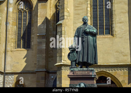 Eine Statue der lutherischen Kathedrale der Heiligen Maria, Sibiu, Rumänien Stockfoto