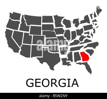 Zustand von Georgia auf der Karte von USA Stockfoto