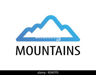 Berge logo Emblem für Tour Dekoration. Vector Illustration blaue Farbe für die Reise in die Berge. Stock Vektor