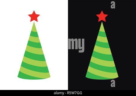 Christmas tree Symbol in Form von Urlaub Cap von Weiß und Schwarz isoliert-Vector Illustration neues Jahr anmelden Stock Vektor