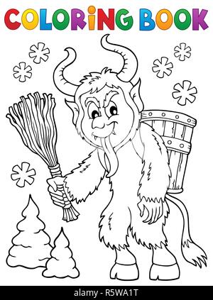 Malbuch Krampus Thema 1 Stockfoto