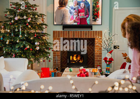 Gerade Weihnachten Fernsehen Stockfoto