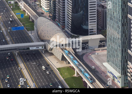 U-Bahnhof Financial Centre in Dubai, VAE Stockfoto