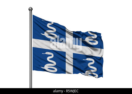 Flagge Martinique winken im Wind, isolierten weißen Hintergrund. Stockfoto