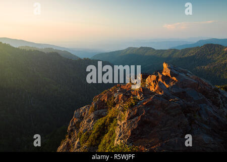 Dramatischen Blick auf Charlies Ballenzeh und der Smoky Mountains von der Appalachian Trail im Great Smoky Mountains National Park Stockfoto