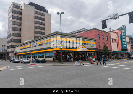 Straßen von Anchorage, Gemeinde von Anchorage, Alaska, USA Stockfoto