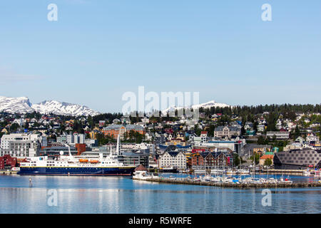 Die lindblad Expeditions Schiff National Geographic Explorer am Dock in Tromsø, Norwegen Stockfoto