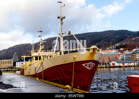 Fischerei Patrouille und Guard Vessel Ankerfisk, gebaut 1978 ex. Thor Erling, in den Hafen von Bergen, Norwegen. Stockfoto