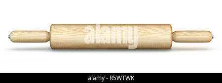 Holz- Rolling Pin 3D Rendering Illustration auf weißem Hintergrund Stockfoto