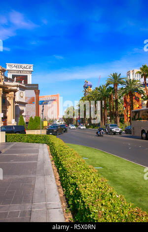 S Las Vegas Blvd und der Mirage Hotel in Las Vegas, Nevada Stockfoto