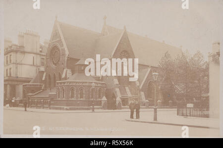 * Vintage photographische Postkarte von St Stephens Kirche, Gloucester Road, South Kensington, London, England. Stockfoto