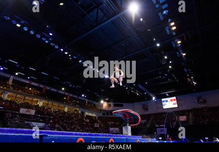 Ludwigsburg, Deutschland. 01 Dez, 2018. Nikita Nagornyy (TG Saar) im Springen. GES/Gymnastik/1. Fussballbundesliga: DTL-Finale, 01.12.2018 - | Verwendung der weltweiten Kredit: dpa/Alamy leben Nachrichten Stockfoto