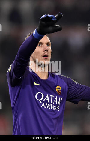 Rom, Italien. 2. Dez, 2018. Robin Olsen von AS Rom in der Serie A Match zwischen Roma und Inter Mailand im Stadio Olimpico, Rom, Italien Am 2. Dezember 2018. Foto von Giuseppe Maffia. Credit: UK Sport Pics Ltd/Alamy leben Nachrichten Stockfoto