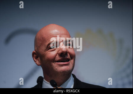 Buenos Aires, Argentinien. 01 Dez, 2018. Gianni Infantino, Präsident der FIFA, bei einer Pressekonferenz auf dem G20-Gipfel am 1. Dezember 2018 in Buenos Aires, Argentinien. Credit: Gabriel Sotelo/FotoArena/Alamy leben Nachrichten Stockfoto