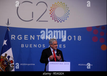 Buenos Aires, Argentinien. 01 Dez, 2018. Sebastian Pinera, Präsident von Chile, während einer Pressekonferenz auf der G20-Gipfel am 1. Dezember 2018 in Buenos Aires, Argentinien. Credit: Gabriel Sotelo/FotoArena/Alamy leben Nachrichten Stockfoto