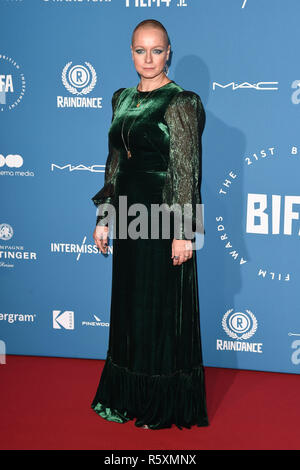 London, Großbritannien. 02 Dez, 2018. LONDON, GROSSBRITANNIEN. Dezember 02, 2018: Samantha Morton in der British Independent Film Awards 2018 Old Billingsgate, London. Bild: Steve Vas/Featureflash Credit: Paul Smith/Alamy leben Nachrichten Stockfoto
