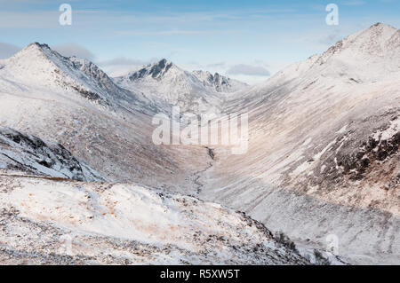 Gen Rosa und die umliegenden Berge im Winter, Isle of Arran, Schottland Stockfoto