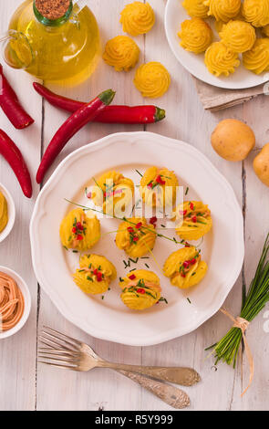 Herzogin Kartoffeln Sandwiches. Stockfoto