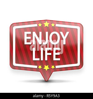 Rote Sprechblase auf weißem Hintergrund und Sterne Stockfoto