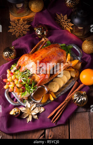 Weihnachtsgans Abendessen Stockfoto