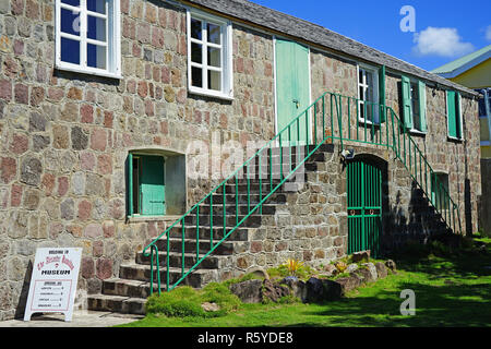 CHARLESTOWN, NEVIS-22 Nov 2018 - Blick auf die Nevis Historisches Museum, dem Geburtsort der amerikanischen Gründerväter Alexander Hamilton. Stockfoto