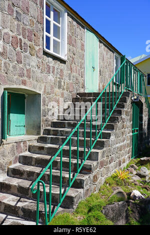 CHARLESTOWN, NEVIS-22 Nov 2018 - Blick auf die Nevis Historisches Museum, dem Geburtsort der amerikanischen Gründerväter Alexander Hamilton. Stockfoto