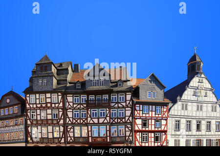 Historische Fachwerkhäuser Marktplatz in Butzbach Stockfoto