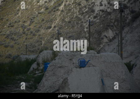 Kamloops Bike Ranch Dirt Jumps im trockenen Sommer. Stockfoto