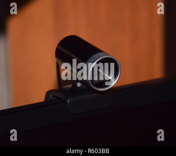 Web kamera, an den Monitor angeschlossen Stockfoto