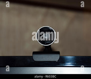 Web kamera, an den Monitor angeschlossen Stockfoto