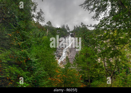 Shannon Falls, dem dritthöchsten Wasserfall in British Columbia, Kanada, wo das Wasser aus einer Höhe von 335 Meter fällt Stockfoto