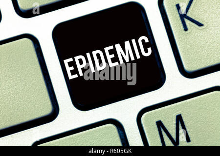 Text Zeichen angezeigt Epidemie. Konzeptionelle Foto weit verbreitete Auftreten einer ansteckenden Krankheit in einer Gemeinschaft. Stockfoto
