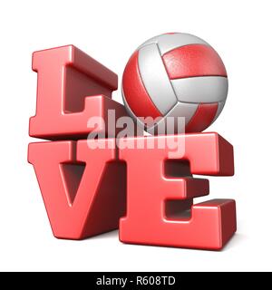 Wort der Liebe mit Volley Ball 3D Stockfoto