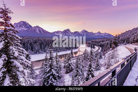 Sonnenuntergang auf der Morant Kurve in Banff National Park Stockfoto