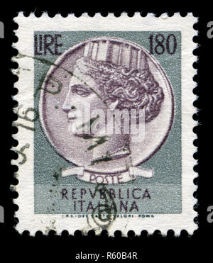 Poststempel Stempel aus Italien in der Münze von Syrakus in der Serie 1971 Stockfoto