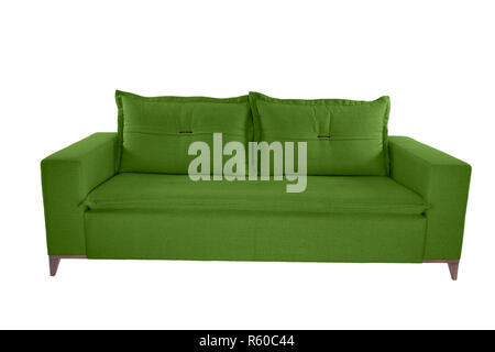 Moderne Farbe Leder couch Sofa auf weißem Hintergrund Stockfoto