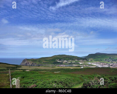 Bradda Kopf und Port Erin auf der Isle of Man Stockfoto