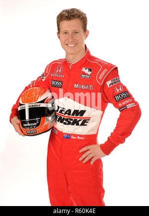Ryan Briscoe von Australien beteiligt sich an der Indy Racing League Media Day bei Homestead-Miami Speedway in Homestead, Florida am 26. Februar 2008. Stockfoto