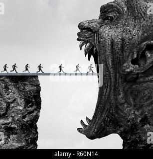 Gefahr weg und gefährlichen Eingang Geschäftskonzept als Fallstrick und Täuschung Pfad in einer 3D-Darstellung. Stockfoto