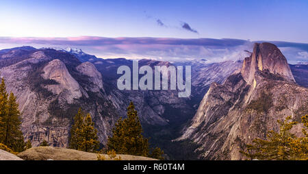 Half Dome vom Glacier Point Übersehen im Yosemite National Park gesehen Stockfoto